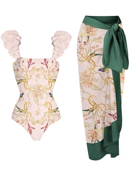 2023 Bikinis Naiste Mood Õie Colorblock Prindi Ühes Tükis Ujumistrikoo Set Suvel Slim Fit Luxury Beach Kleit Elegants