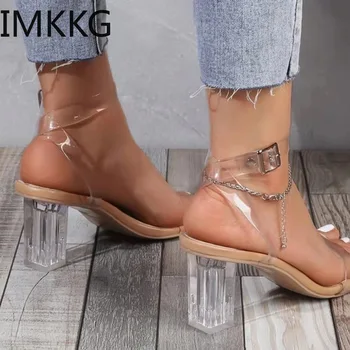 Uus Naiste PVC Jelly Crystal Kanna Läbipaistvat Sandaalid Naistele, Seksikas Selged Kõrged Kontsad Suvel Sandalias Pumbad Kingad Zapatillas Mujer