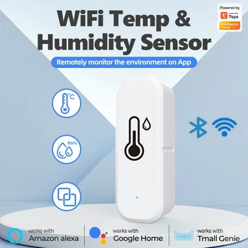 Tuya Wifi/zigbee Smart Temperatuuri ja Niiskuse Andur Siseruumides Traadita Hygrometer Termomeeter Detektor Töötab Alexa Google Kodu