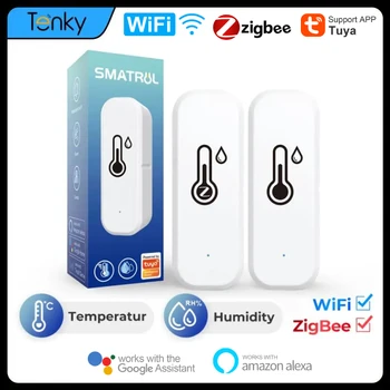 Tuya Smart Zigbee/Wifi Temperatuuri-Niiskuse Anduri Patarei Jõul Arukas Kodu Smart Elu Kontrolli Töö Alexa Google Kodu