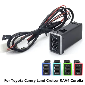 QC3.0 Auto USB-Port Fast Charger Toyota Camry Land Cruiser 200 RAV4 Corolla Nutitelefoni Kiire Laadimise Adapter LED Tarvikud