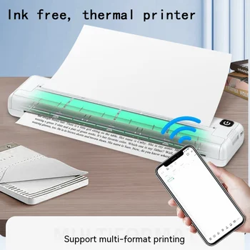 A4 Formaadis Thermal Printer Väikese Kontorina Bluetooth Traadita Pihuarvutite Kaasaskantav Inkless Termoprinteri