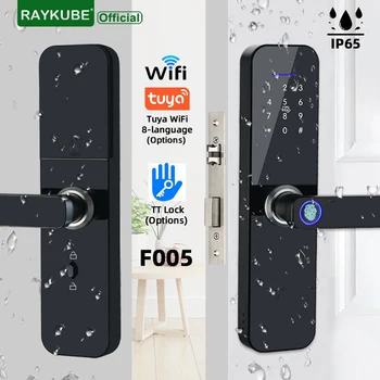 RAYKUBE F005 IP65 Veekindel Tuya Wifi/ TT Lukk Elektroonilise Smart Ukse Lukk Koos Sõrmejälgede/Smart Card/Parool/Võti/APP Avada
