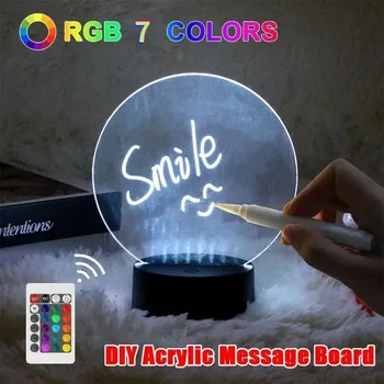 2Packs DIY Loominguline LED Märkus Juhatuse Öö Valguses 7 värvid USB Ülekirjutatavaid teadetetahvel Lastele Tüdruk Decor Öö Lamp