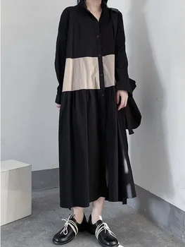 Kleidid Naistele 2024 Kevad Sügis New LAHTI Pikk Kleit Streetwear Pika varrukaga, kanna Must Kleit korea Fashion Vintage Kleit Rüü