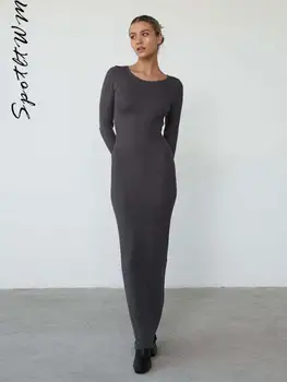 Elegantne Backless Lace Up Kootud Kleit Seksikas Naiste O-kaelus Pikk Varrukas Kõrge Vöökoht Sale Kleidid 2023 Mood High Street Vestidos
