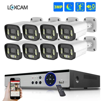 H. 265 8CH 4K Turvalisuse Kaamera Süsteemi 3MP Siseruumides Väljas Värv Öise Nägemise Kaamera, kahesuunaline Audio, Video Valve Kit HDMI-4K