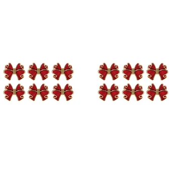 LBER 12 tk Punane Bowknot Salvrätiku Rõngad, Liblikas Oksa salvrätikuhoidja Omanikud Käsitsi valmistatud Metallist Salvrätiku Pandlad Elegantne Tabel Decor