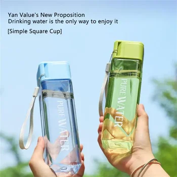 500ml läbipaistev square plastist matt vee tassi väljas külma mahla, vett, sport cup kaasaskantav piima trossi vee pudel