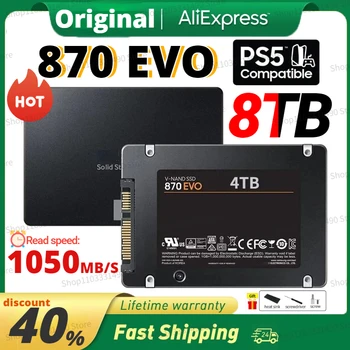 4TB SSD 870 EVO Sise-Solid State Drive Kõvaketas 2.5 Tolli Sata III 2TB SSD Drive Kõvakettale Mikroarvuti Lauaarvuti Sülearvuti