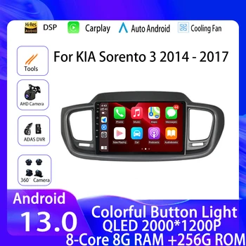 Autoraadio Mms Android 13 KIA Sorento 3 2014 - 2017 Video Mängija, Navigatsiooni GPS Nr 2Din 2 Din DvD QLED DSP BT, WIFI 4G
