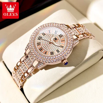 OLEVS Uus Teemant Ketast Quartz Watch Naiste Mood Elegantne Roostevabast Terasest Originaal Naiste Käekell Daamid Kleit Kellad
