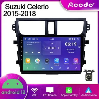 Acodo Android12 Auto Player Suzuki Celerio 2015-2018 IPS Ekraani, Wifi, BT FM-Raadio, GPS-Video Out SWC koos Raami Stereo Audio