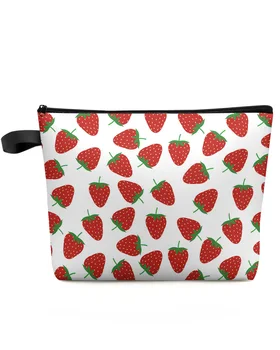 Puu-maasika valge Suure Mahutavusega Reisi Kosmeetika Kott Kaasaskantav Meik Storage Pouch Naiste Veekindel Pliiats Juhul