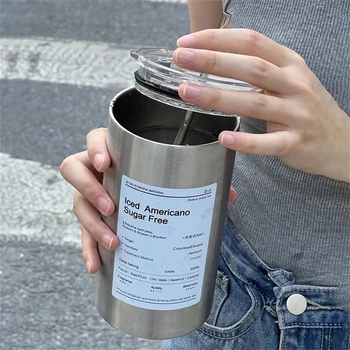Uus Iced Coffee Cup Termilise Pudelit Roostevabast Terasest Vaakum-isoleeritud Kohvi Trummel Kruus Õled Reisi Tassi Tee Kruus
