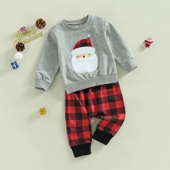 Beebi Jõulud Riided Väikelapse Tüdruk Poiss Vintage Santa Dressipluus Pikk Särk ja Püksid Armas Talve Riided Komplekt