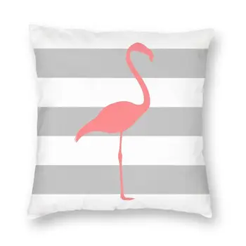 Meremiili Viska Padi Kaane Kodu Dekoratiivne Pink Flamingo Kohta, Hõbe-Halli-Valge Triibud Padi Pillowcover eest elutuba