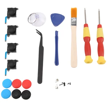 (4 Pack) 3D Analog Stick Repair Kit for Nintendo Lüliti Rõõmu Con Metallist Pandlad/Kruvikeeraja/Thumbstick Käepidemed