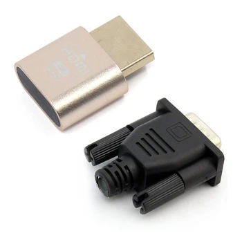 HOT-2 Tk VGA Virtuaalne Ekraan Adapter: 1 Tk DDC EDID Dummy Plug Peata Vaimu Ekraan Emulaator Lock Plate & 1 Tk Mees Du