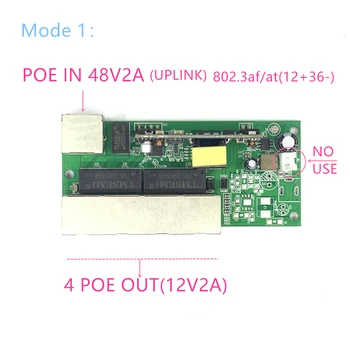 Tagasikäigu võimsus Buck POE switch POE IN/OUT5V/12V/24V 90W/5=315W 100mbps 802.3 45+78 - DC5V~35V pika vahemaa seeria Jõudu POE